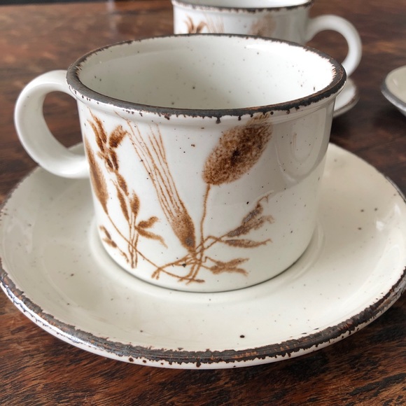 4 Stonehenge English Stoneware Espresso Tea Cups and Saucers Winter Wheat - Picture 9 of 9